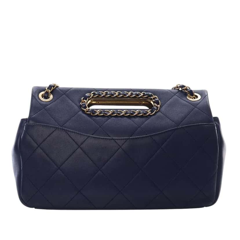 Chanel Quilted Lambskin A Real Catch Flap Blue Leather Good condition - Model View