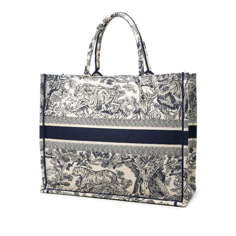 Dior Large Canvas Embroidered Dioriviera Toile De Jouy Book Tote Blue Canvas Fair condition - Back View