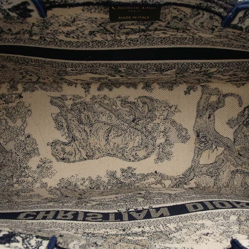 Dior Large Canvas Embroidered Dioriviera Toile De Jouy Book Tote Blue Canvas Fair condition - Model View