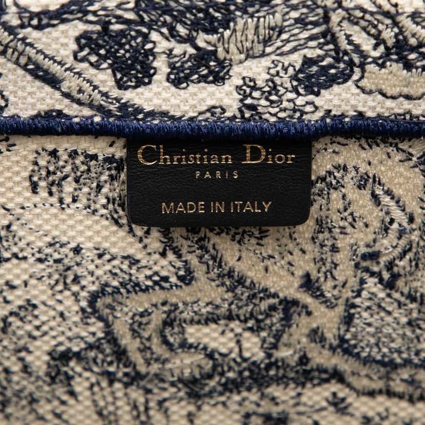 Dior Large Canvas Embroidered Dioriviera Toile De Jouy Book Tote Blue Canvas Fair condition - Box View