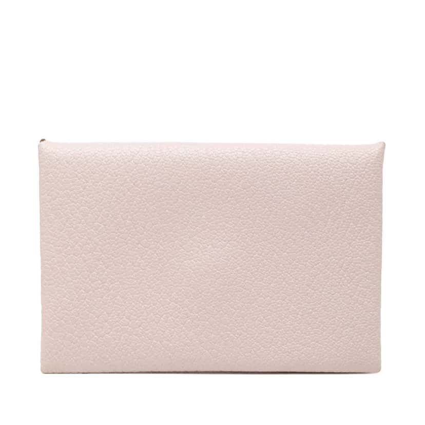 Hermès Chevre Mysore Calvi Card Holder Pink Leather Good condition - Front View