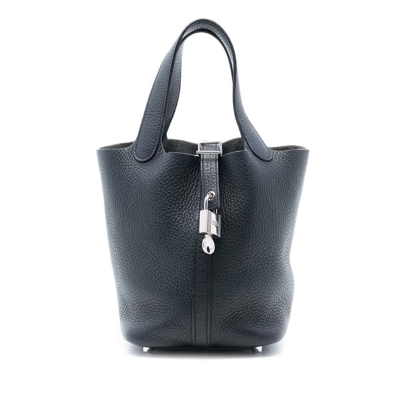 Hermès Clemence Picotin Lock 18 Blue Leather Good condition - Front View