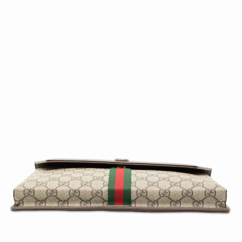 Gucci GG Supreme Web Ophidia Flap Clutch Brown Canvas Good condition - Inside View