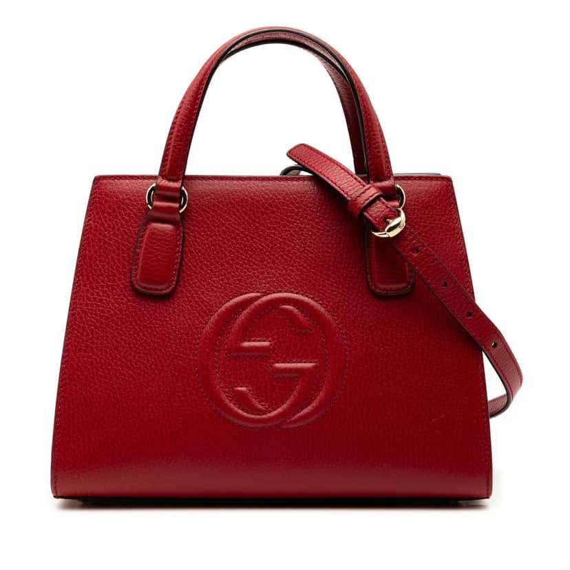 Gucci Medium Dollar Calf Soho Top Handle Convertible Tote Red Leather Very good condition - Front View