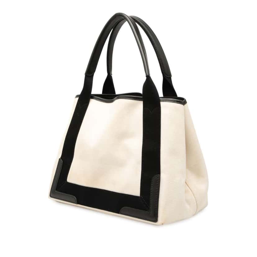 Balenciaga Canvas Navy Cabas Tote S White Canvas Good condition - Back View