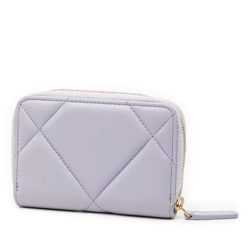 Chanel Quilted Lambskin 19 Zip Around Coin Purse Purple Leather Very good condition - Back View
