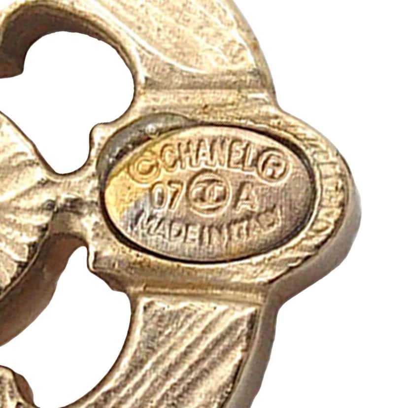 Chanel Gold Plated Enamel Maltese Cross and Faux Pearl Push Back Earrings Gold Metal Very good condition - Model View