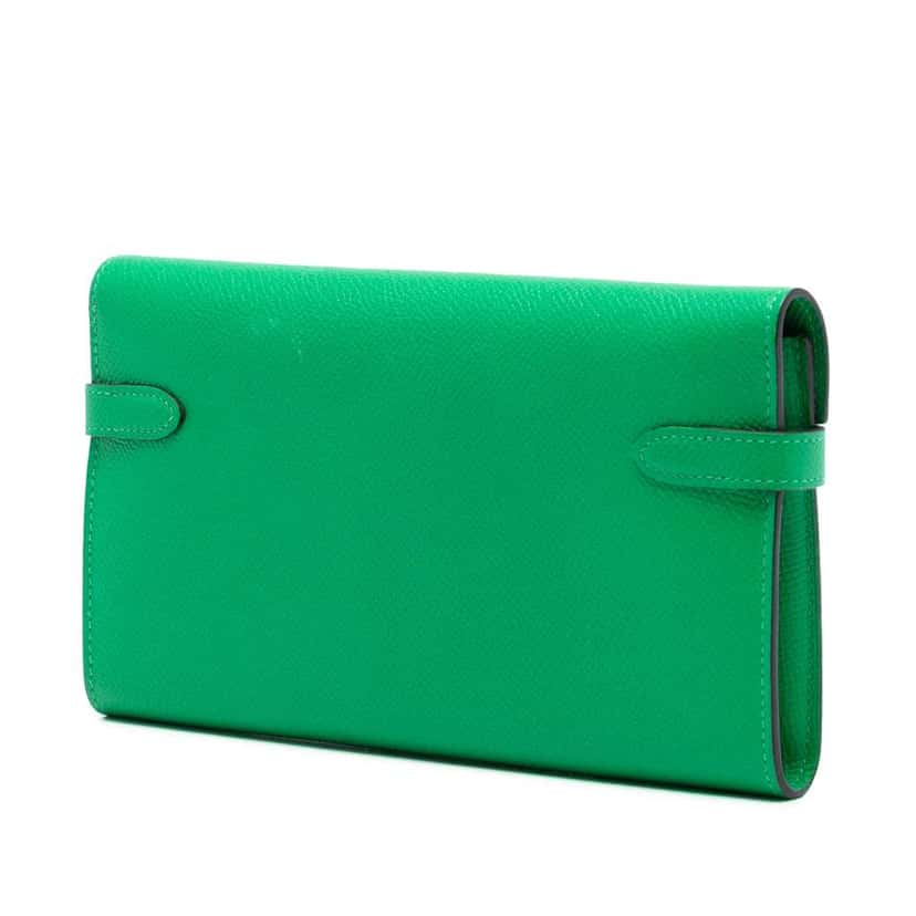 Hermès Epsom Kelly Longue Wallet Green Leather Good condition - Back View