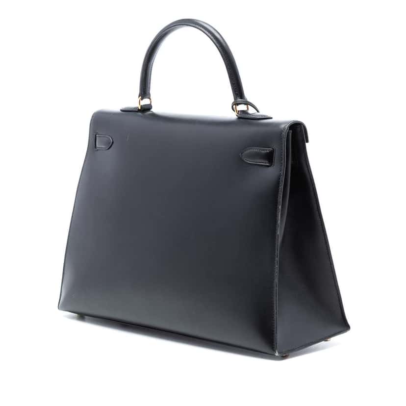 Hermès Box Calf Kelly Sellier 35 Black Leather Very good condition - Back View