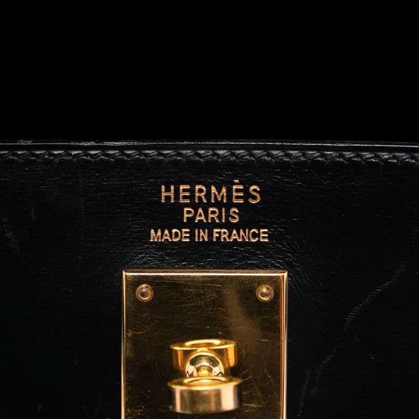 Hermès Box Calf Kelly Sellier 35 Black Leather Very good condition - Box View