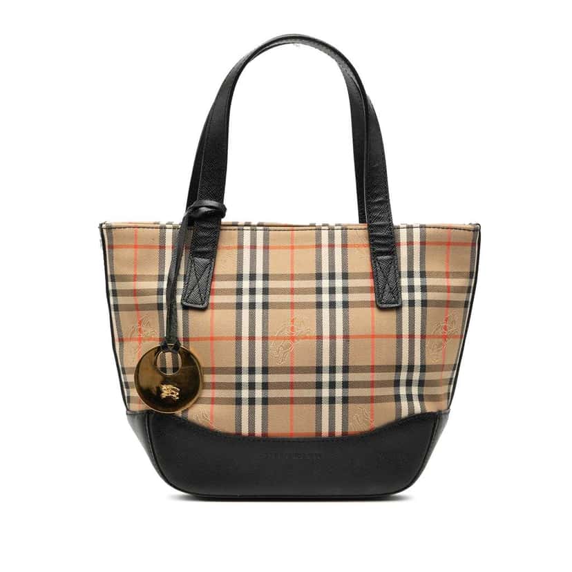 Burberry Haymarket Check Canvas Handbag Brown Canvas Good condition - Front View