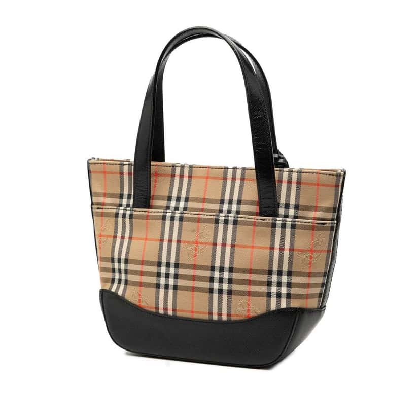 Burberry Haymarket Check Canvas Handbag Brown Canvas Good condition - Back View