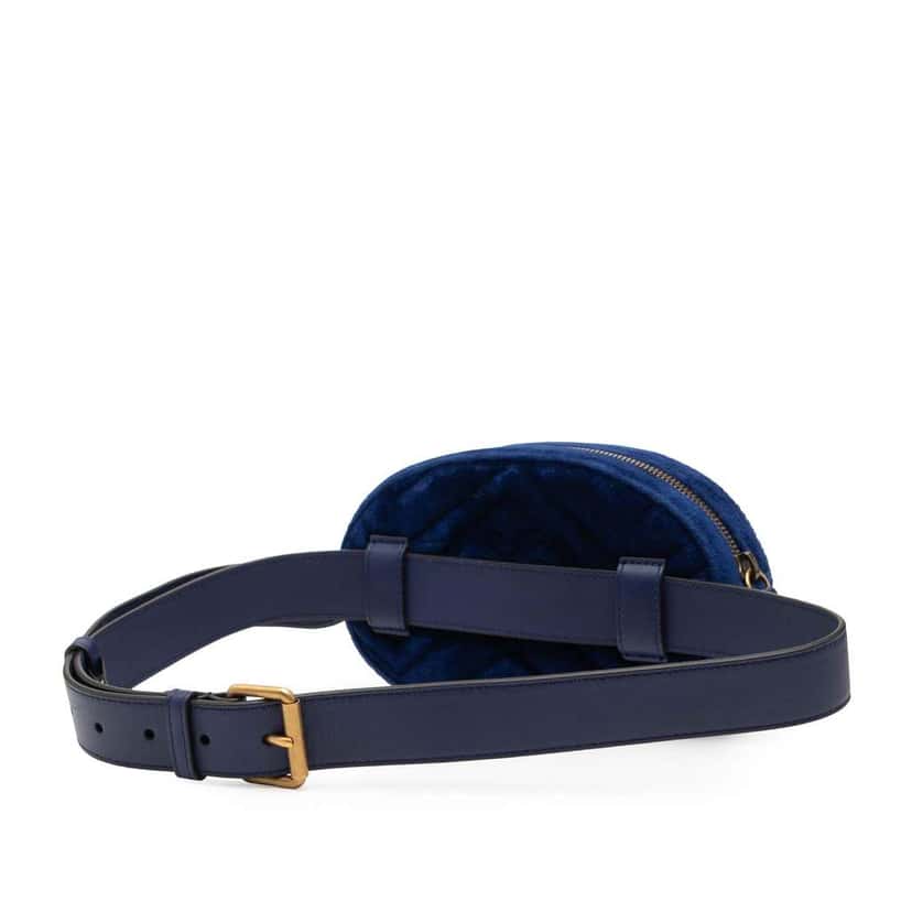 Gucci GG Marmont Velvet Matelasse Belt Bag Blue Velvet Good condition - Back View