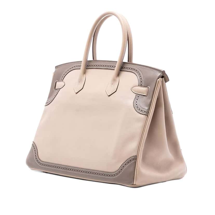 Hermès Swift Ghillies Birkin Retourne 35 Brown Canvas Good condition - Back View