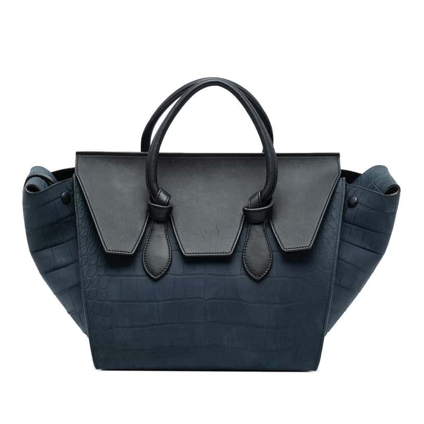 Celine Medium Bicolor Embossed Calfskin Tie Knot Tote Blue Leather Good condition - Front View