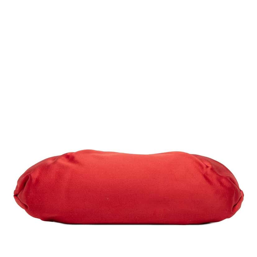 Valentino Satin Pearl Embellished Frame Clutch on Chain Red Satin Very good condition - Inside View