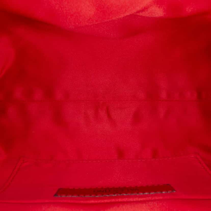 Valentino Satin Pearl Embellished Frame Clutch on Chain Red Satin Very good condition - Model View