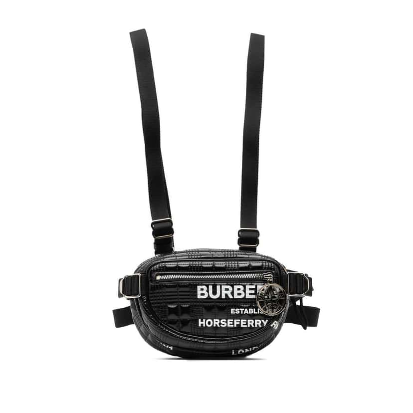 Burberry Horseferry Printed Coated Canvas Cannon Utility Belt Bag Black Canvas Very good condition - Front View