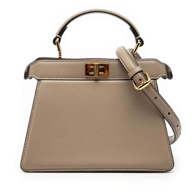 Fendi Petite Leather Peekaboo ISeeU Satchel Brown Leather Good condition - Front View