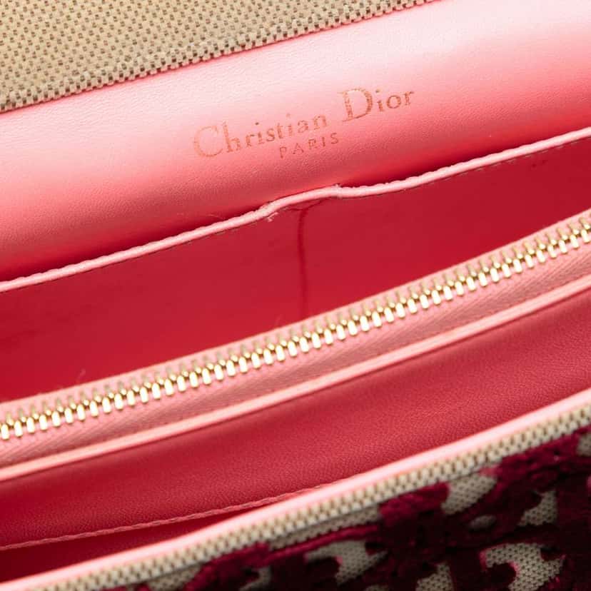 Dior Large Oblique Canvas and Velvet Diorama Flap Red Velvet Very good condition - Box View