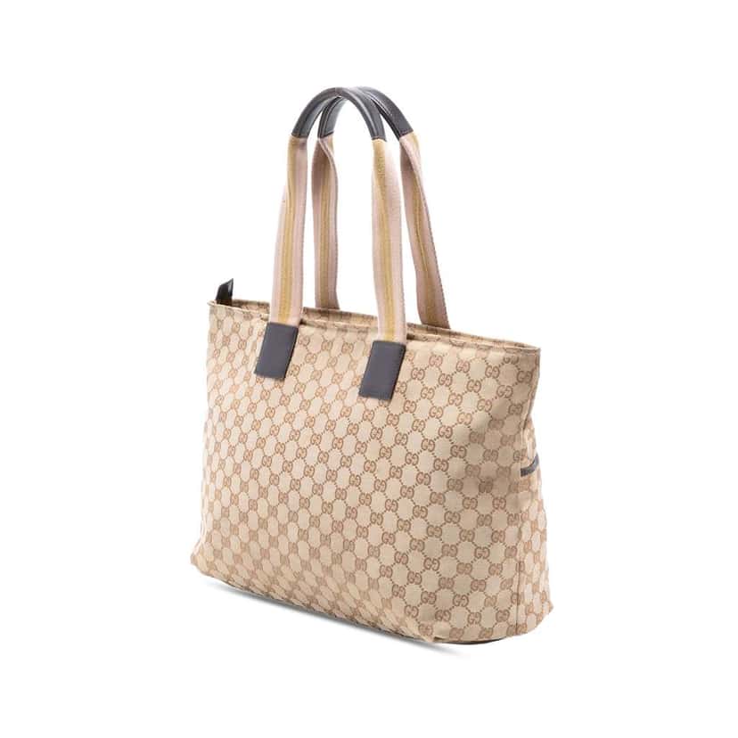 Gucci GG Canvas Web Tote Brown Canvas Very good condition - Back View