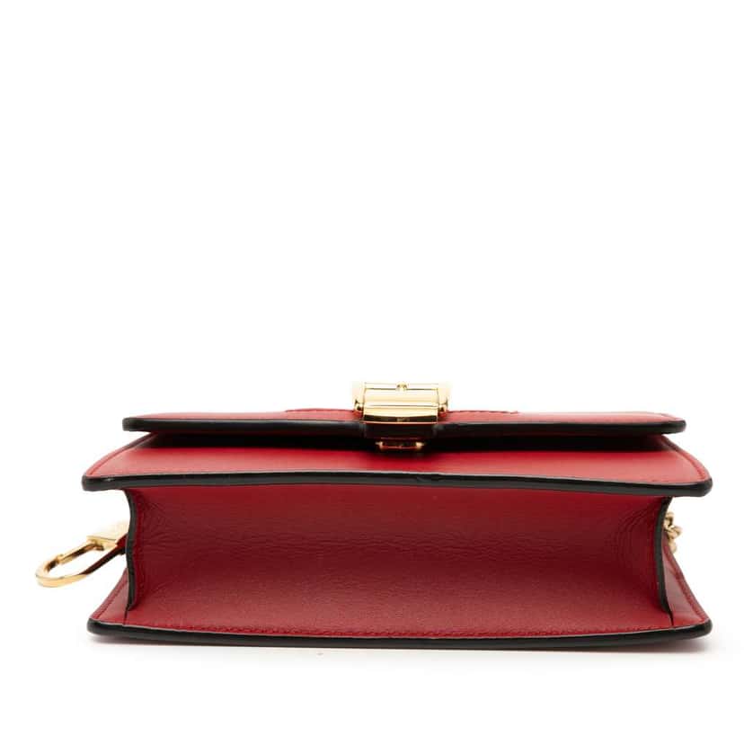 Gucci Super Mini Leather Sylvie Chain Crossbody Red Leather Very good condition - Inside View