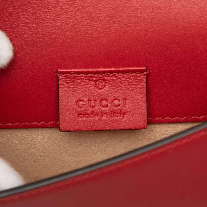 Gucci Super Mini Leather Sylvie Chain Crossbody Red Leather Very good condition - Box View