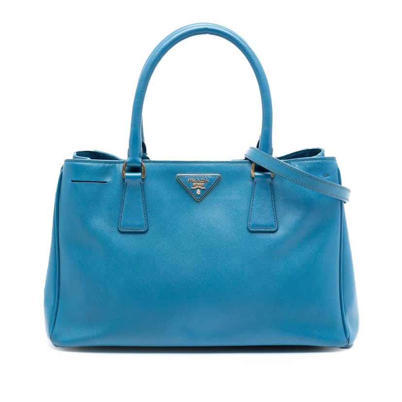 Prada Medium Saffiano Lux Galleria Satchel Blue Leather Very good condition - Front View