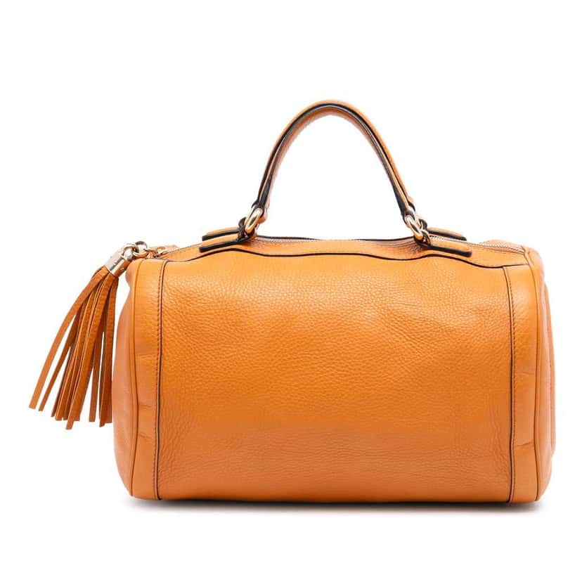 Gucci Medium Pebbled Calfskin Soho Boston Bag Orange Leather Very good condition - Front View