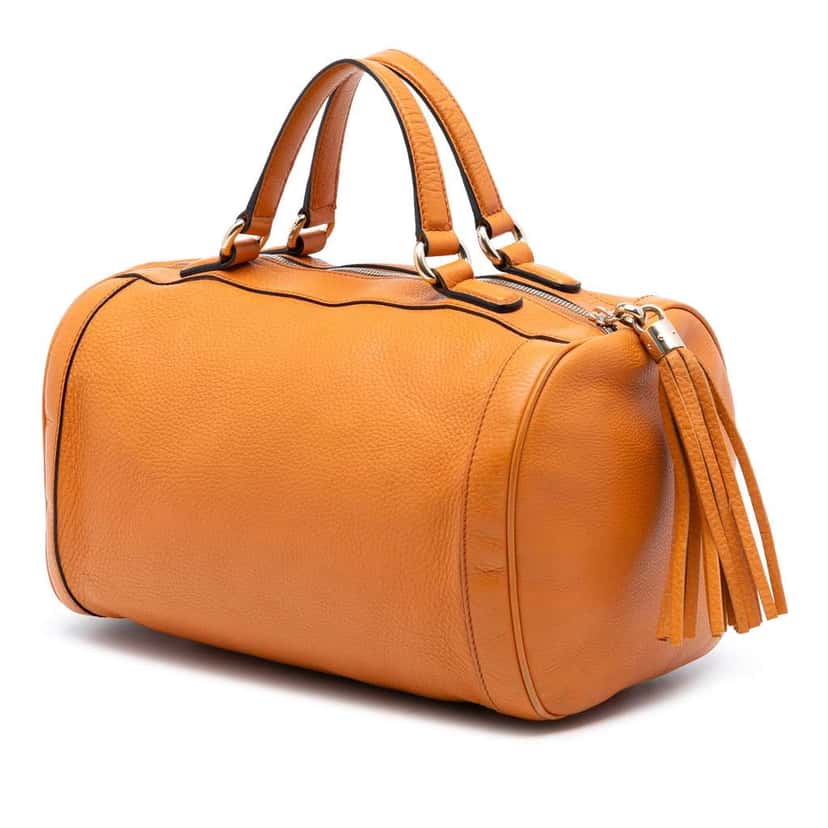 Gucci Medium Pebbled Calfskin Soho Boston Bag Orange Leather Very good condition - Back View