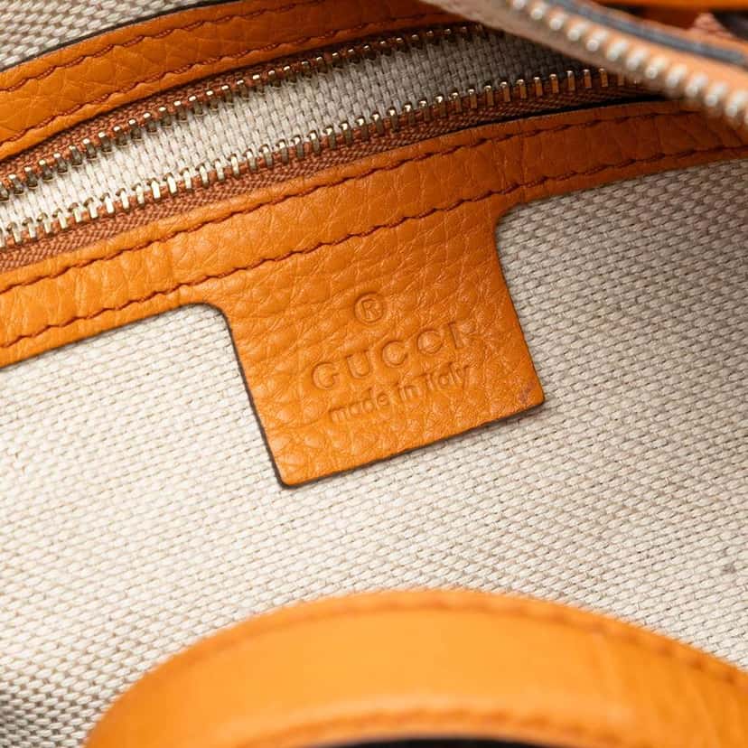 Gucci Medium Pebbled Calfskin Soho Boston Bag Orange Leather Very good condition - Box View