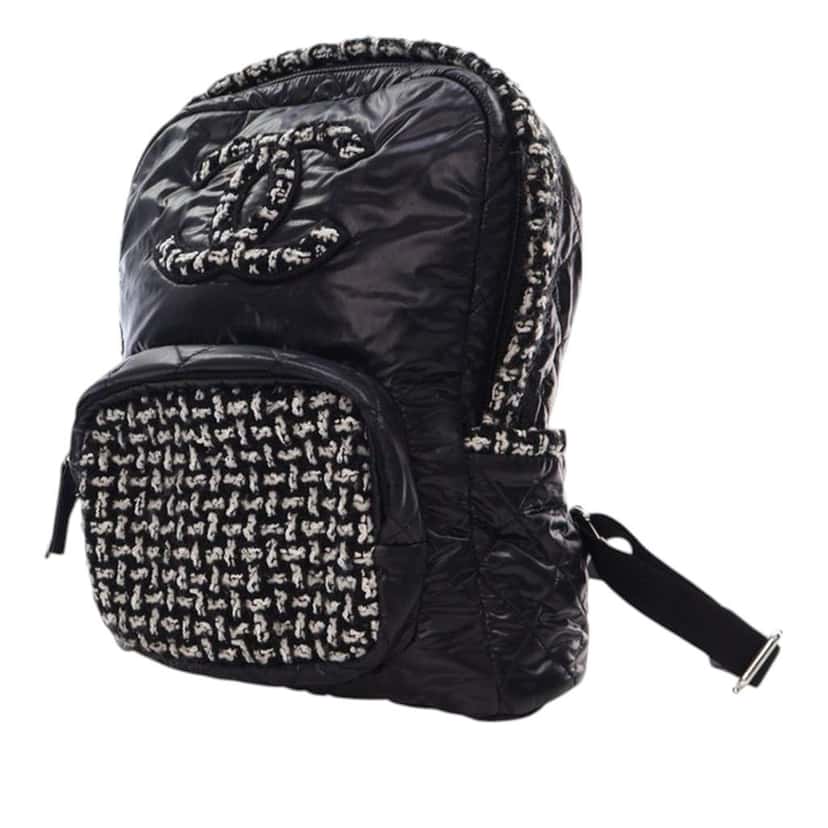 Chanel Nylon and Tweed Coco Neige Backpack Black Good condition - Inside View