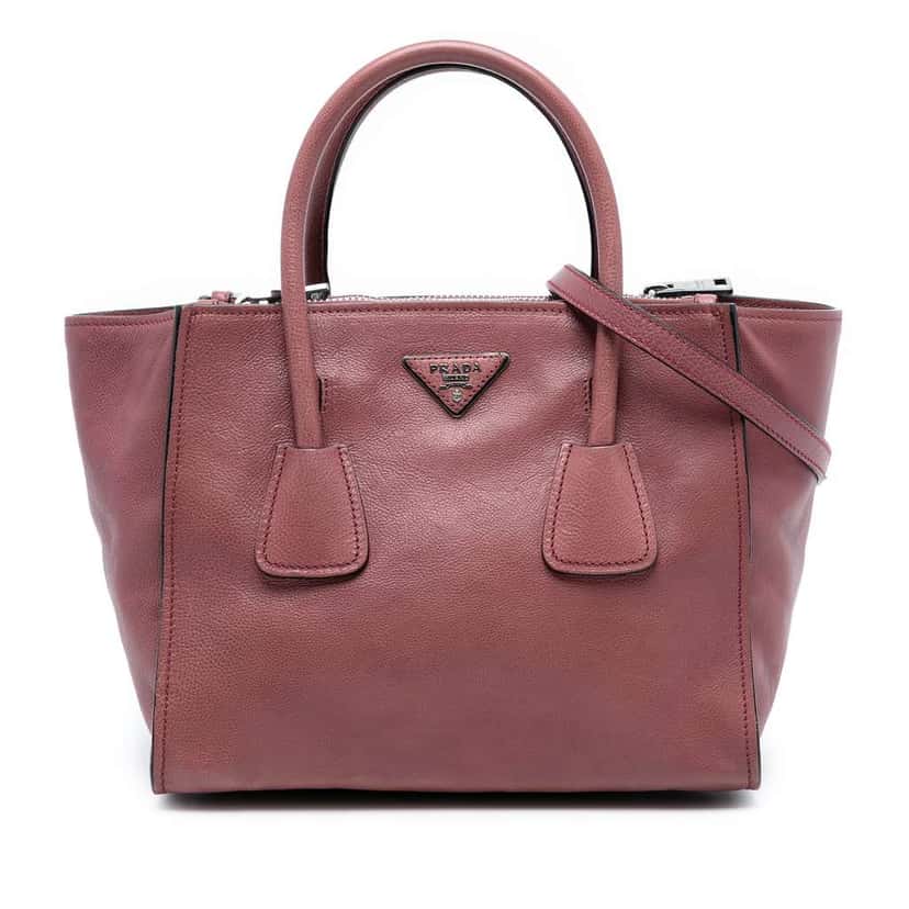 Prada Glace Calf Twin Pocket Satchel Pink Leather Good condition - Front View