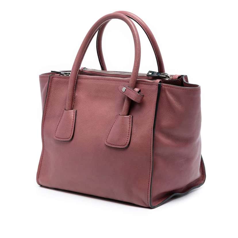 Prada Glace Calf Twin Pocket Satchel Pink Leather Good condition - Back View