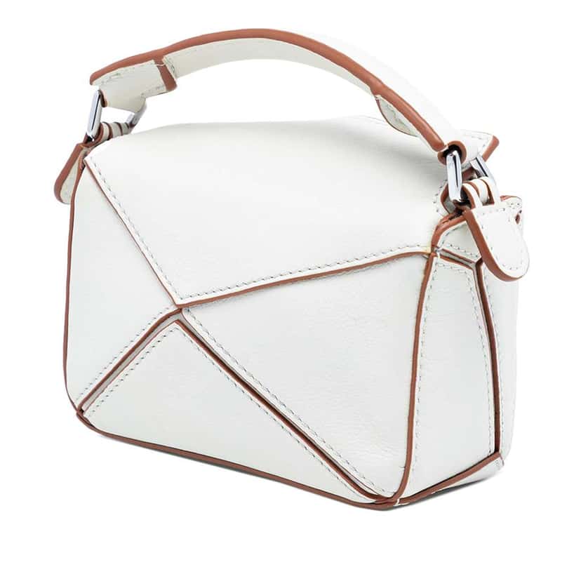 Loewe Nano Calfskin Puzzle Satchel White Leather Good condition - Back View