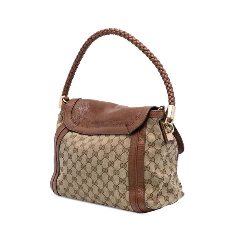 Gucci GG Canvas Bella Flap Satchel Brown Canvas Good condition - Back View