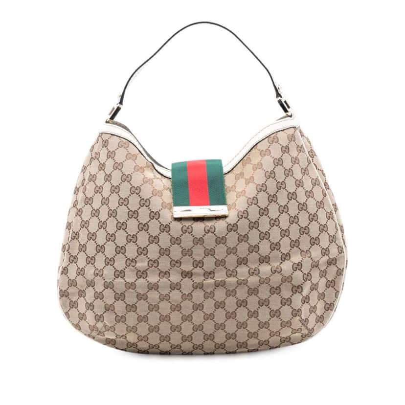Gucci Large GG Canvas Web New Ladies Hobo Brown Canvas Good condition - Front View