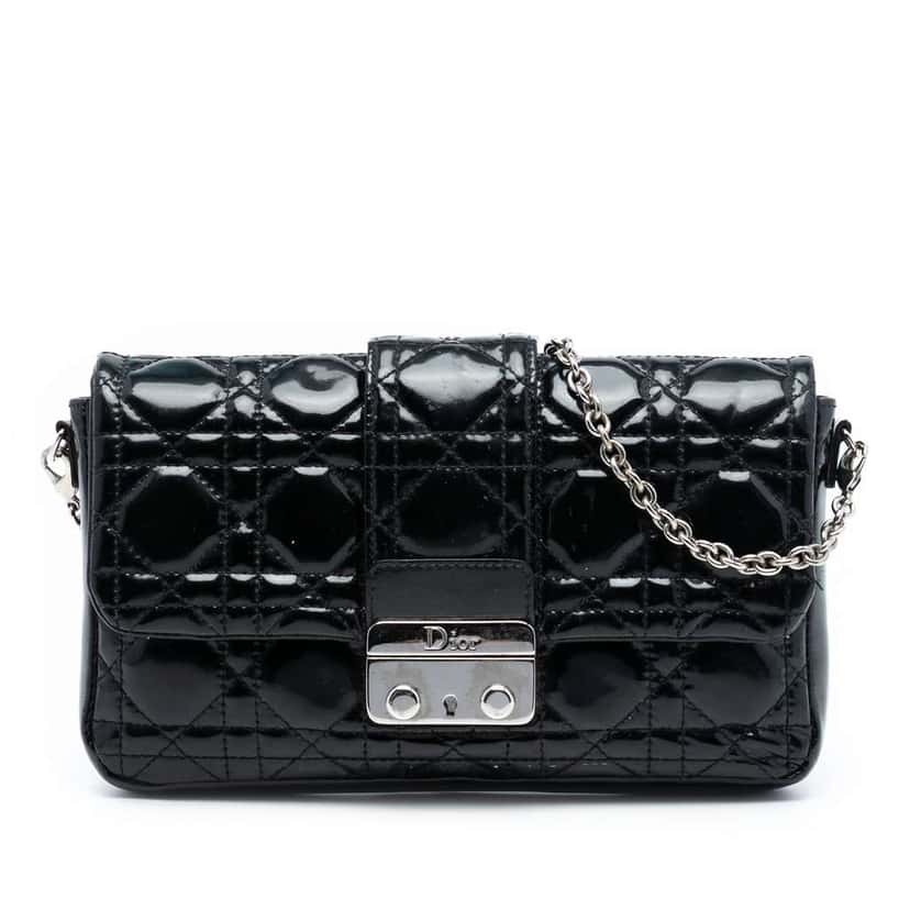 Dior Patent Cannage Miss Dior Promenade Crossbody Black Leather Good condition - Front View
