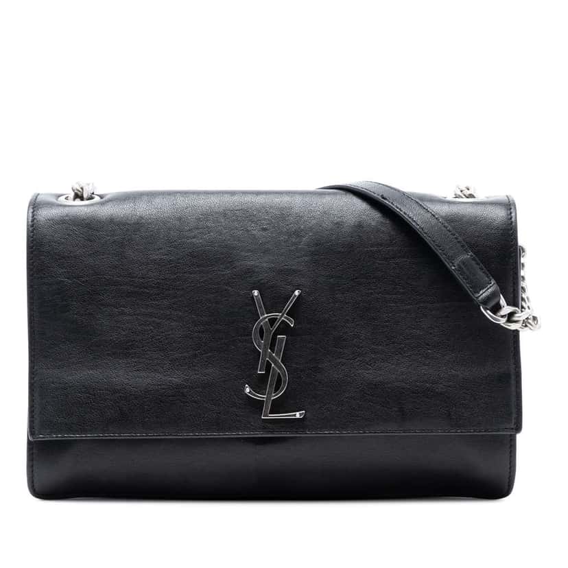Saint Laurent Lambskin Monogram Flap Crossbody Black Leather Good condition - Front View