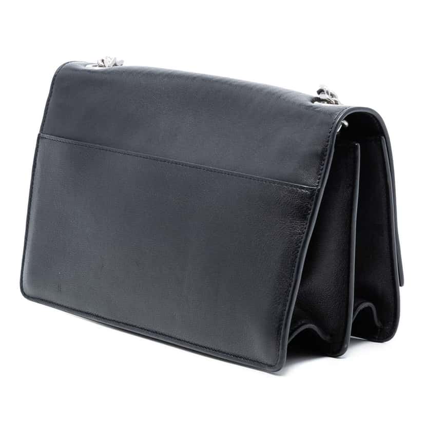 Saint Laurent Lambskin Monogram Flap Crossbody Black Leather Good condition - Back View