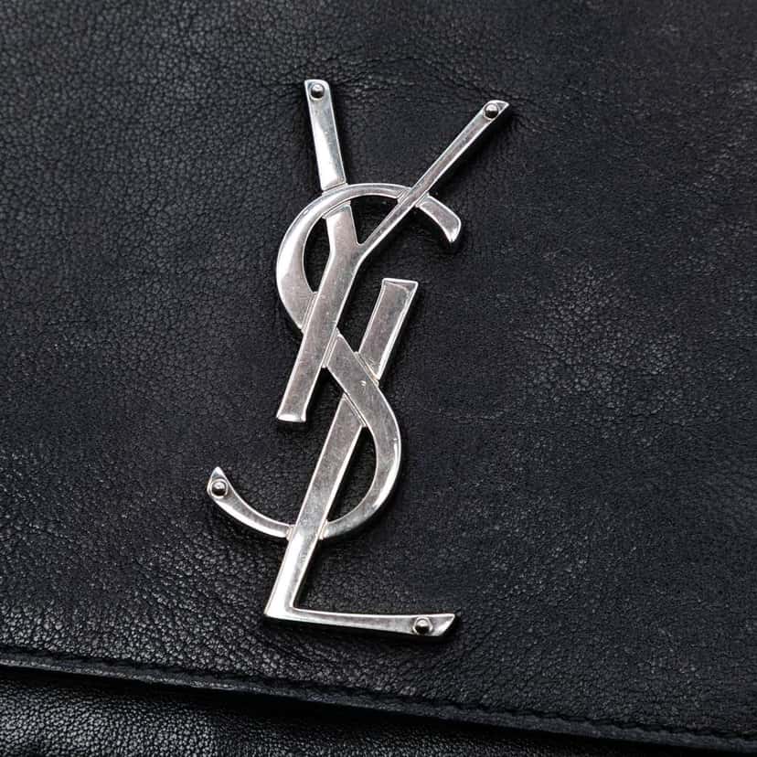 Saint Laurent Lambskin Monogram Flap Crossbody Black Leather Good condition - Box View