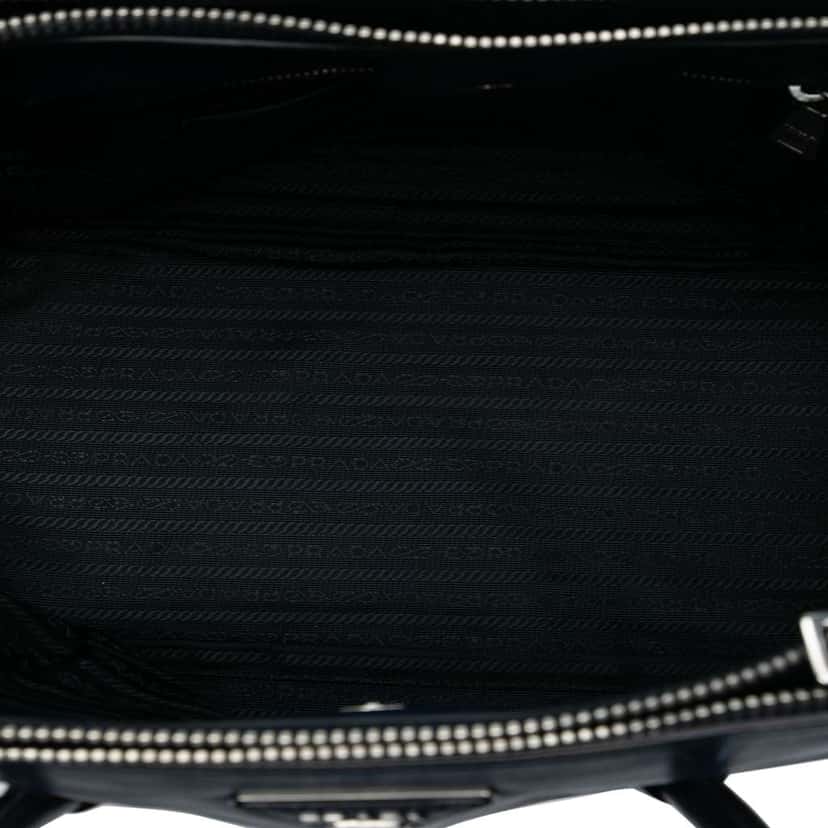 Prada Glace Calf Twin Pocket Double Handle Satchel Blue Leather Good condition - Model View
