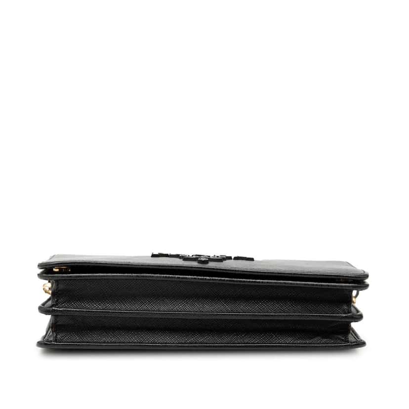 Prada Saffiano Lux Monochrome Wallet on Chain Black Leather Good condition - Inside View