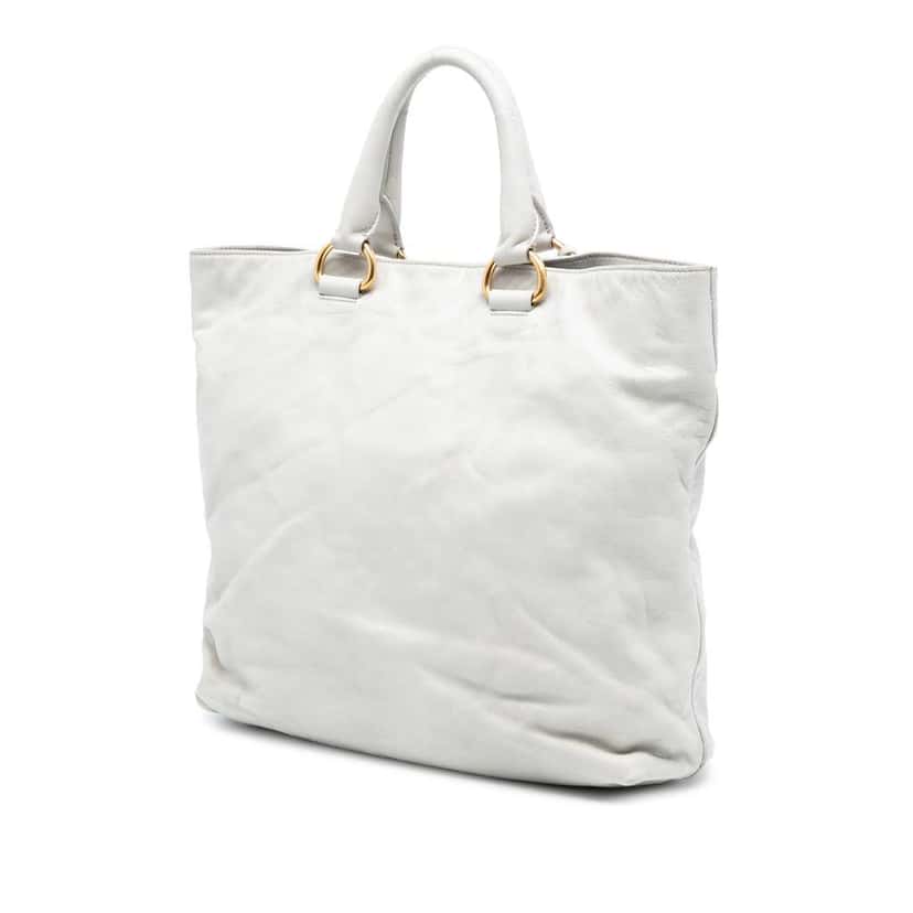 Prada Soft Calf Open Convertible Tote White Leather Very good condition - Back View