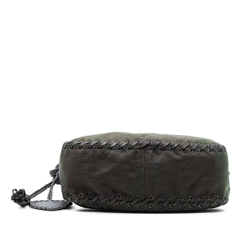 Dior Diorissimo Trotter Canvas and Leather Ethnic Flap Shoulder Bag Green Canvas Good condition - Inside View