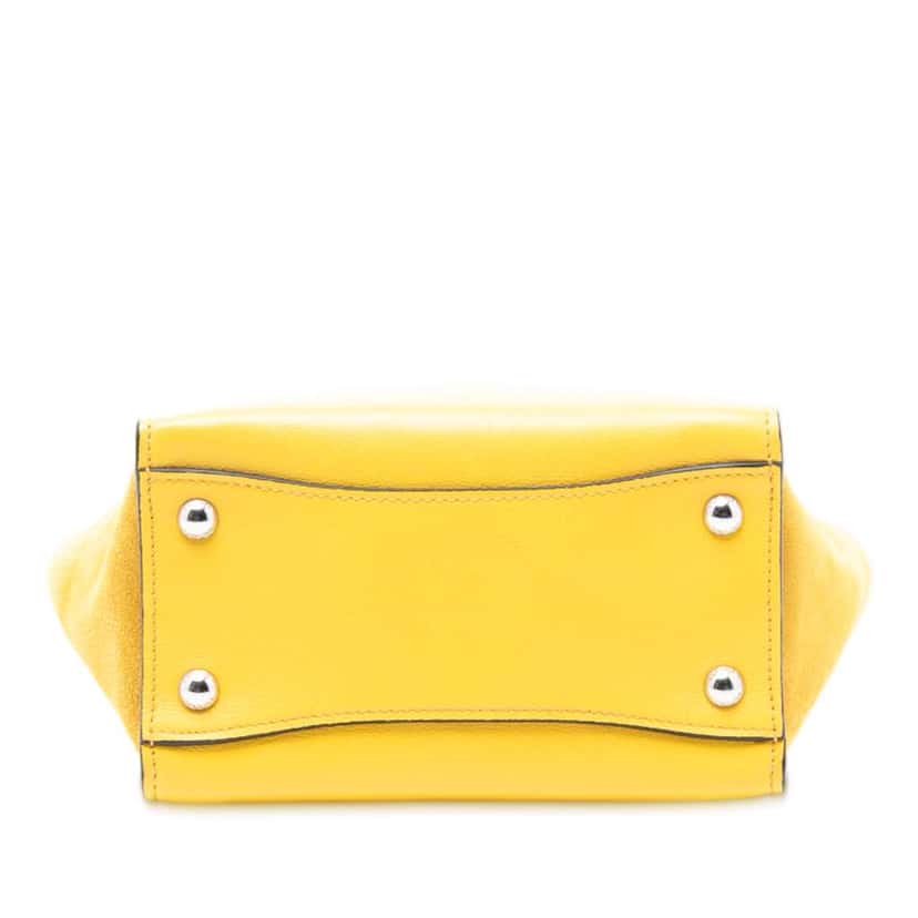 Prada Small Glace Calf Twin Pocket Satchel Yellow Leather Good condition - Inside View