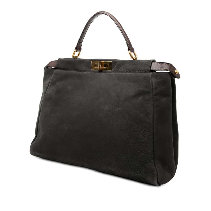 Fendi Large Nubuck Peekaboo Iconic Satchel Brown Leather Good condition - Back View