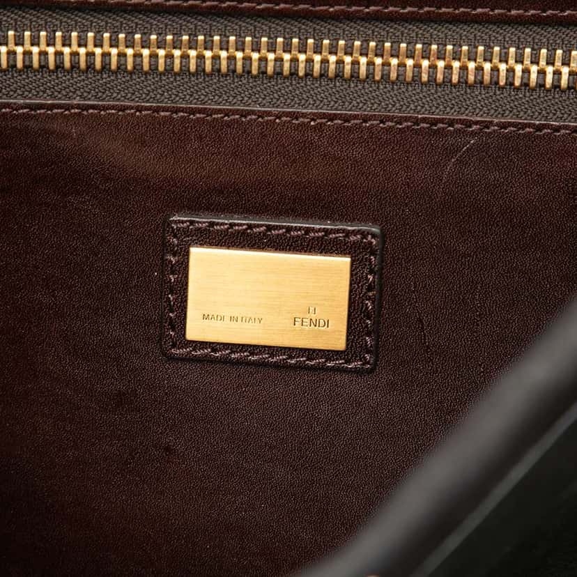 Fendi Large Nubuck Peekaboo Iconic Satchel Brown Leather Good condition - Box View