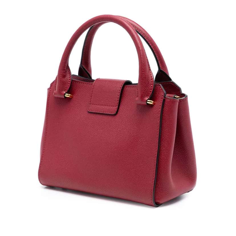Burberry Small Grained Leather Buckle Tote Red Leather Good condition - Back View