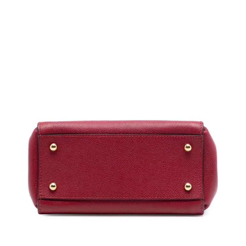 Burberry Small Grained Leather Buckle Tote Red Leather Good condition - Inside View